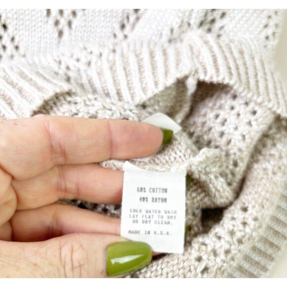 VTG David David Small Open Knit Sweater Dress Chevron USA Tan Neutral EUC - Picture 7 of 7